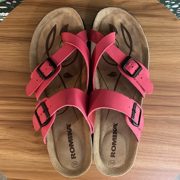 Romika women’s wedge cork leather sandals size 40 pink - Picture 6 of 10